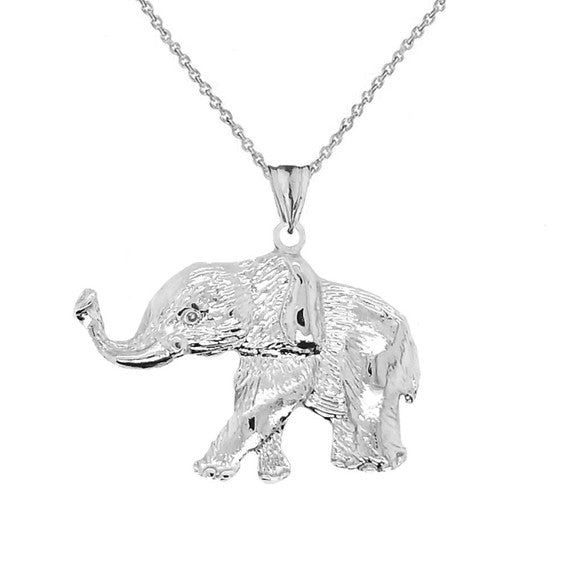 .925 Sterling Silver Elephant Lucky Pendant Necklace