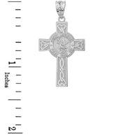 .925 Sterling Silver Celtic Cross Patron Saint Michael Archangel Heart Love Knot Pendant Necklace