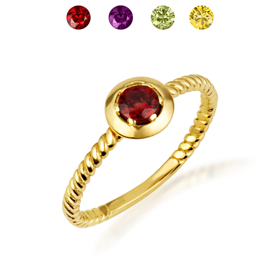 Gold Stackable Custom Birthstone Ring (Available in Yellow Gold, Rose Gold, White Gold)