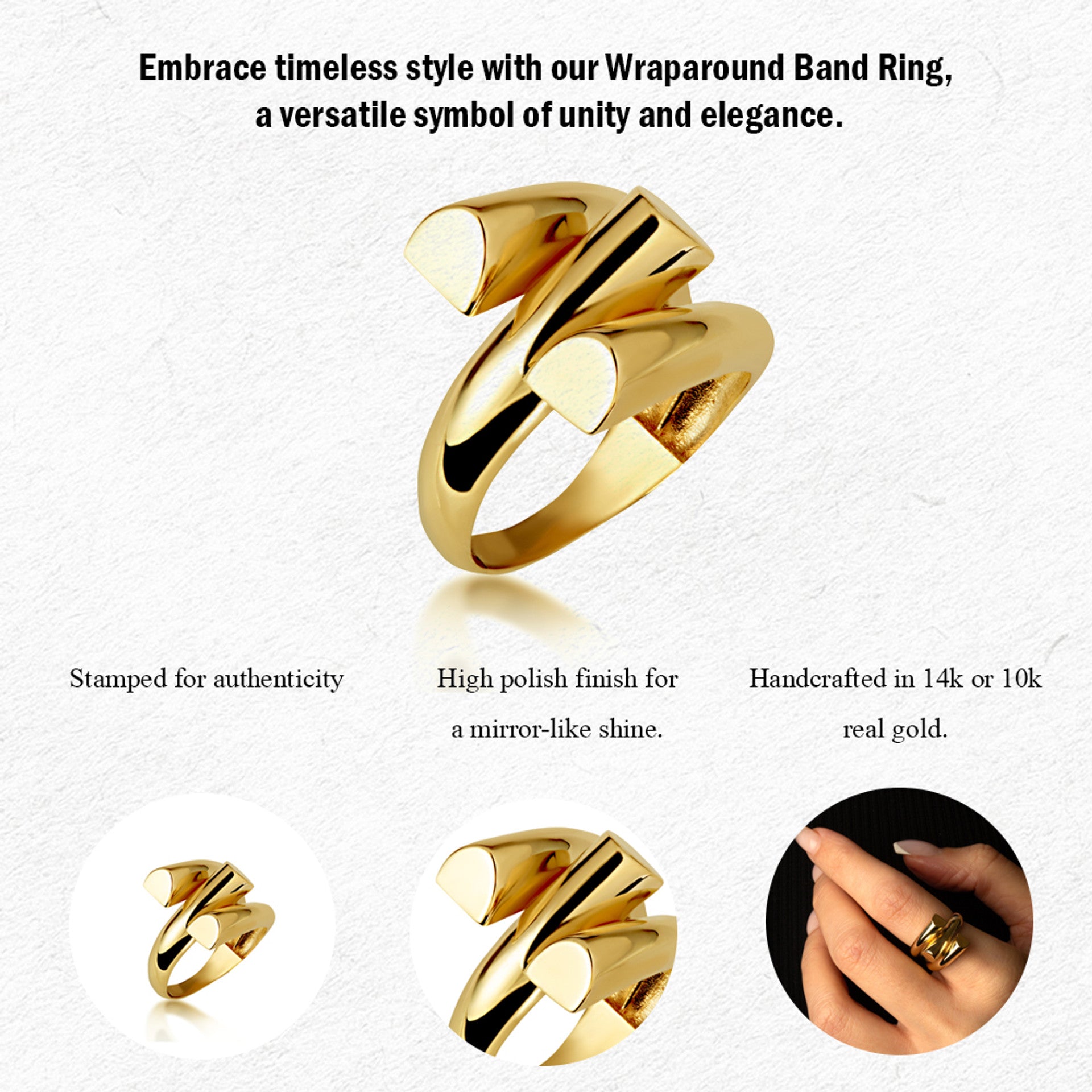 Gold Wraparound Band Ring (Available in Yellow/Rose/White Gold)