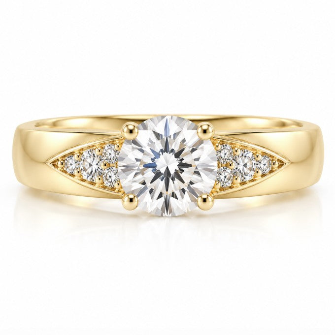 10K Yellow Gold Women's CZ Marquise Accent Solitaire Ring