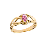 Celtic Knot Genuine Stone Ring in Gold (Available in Yellow/Rose/White Gold)