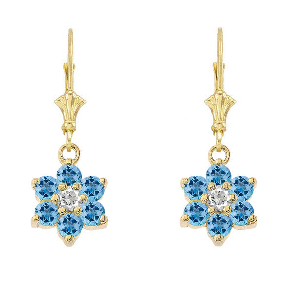 Dainty Milgrain Flower Personalized Birthstone Earring In 14K Gold