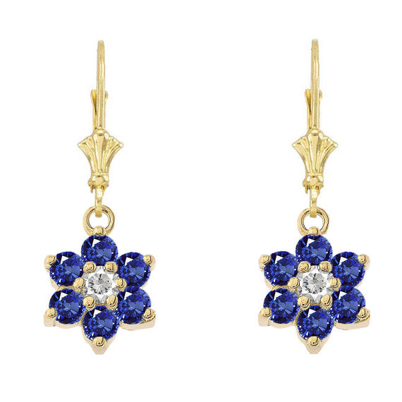 Dainty Milgrain Flower Personalized Birthstone Earring In 14K Gold