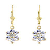 Dainty Milgrain Flower Personalized Birthstone Earring In 10K Gold