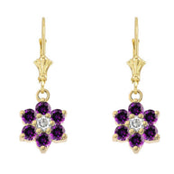Dainty Milgrain Flower Personalized Birthstone Earring In 10K Gold