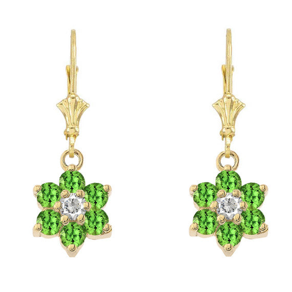 Dainty Milgrain Flower Personalized Birthstone Earring In 14K Gold