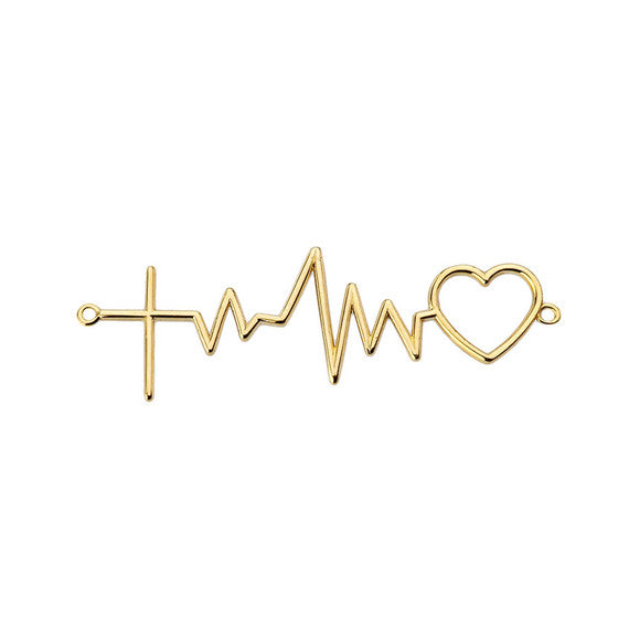 Gold 14K Heartbeat with Cross Necklace(Available In Yellow/Rose/White Gold)