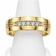 10K Yellow Gold Women's Curb Link CZ Pave Edge Band