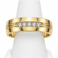 10K Yellow Gold Women's Curb Link CZ Pave Edge Band