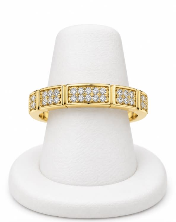 10K Yellow Gold Women's Rectangular Pavé Panel Band