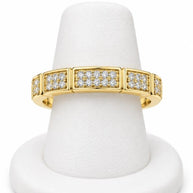 10K Yellow Gold Women's Rectangular Pavé Panel Band