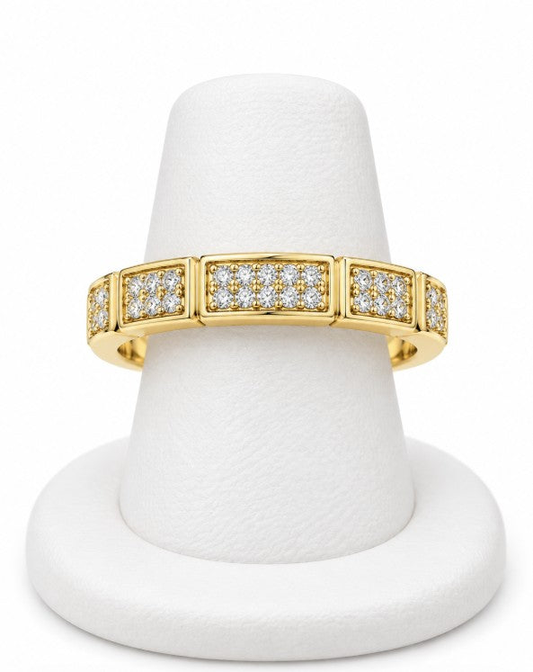 10K Yellow Gold Women's Rectangular Pavé Panel Band