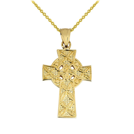 Gold Celtic Knot Charm Triquetra Pendant Necklace(Available in Yellow/Rose/White Gold)