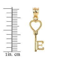 Gold Heart Key Pendant Necklace (Available in Yellow/Rose/White)