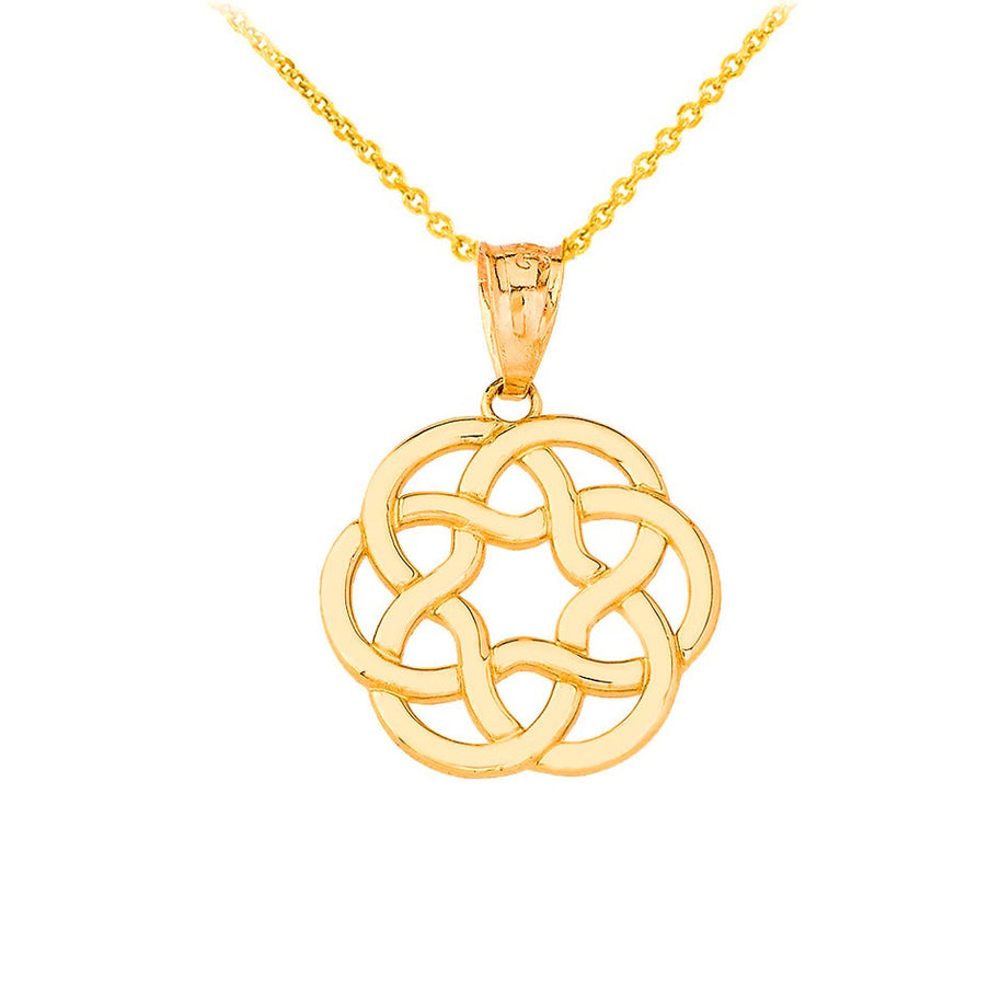 Gold Irish Celtic Trinity Knot Pendant Necklace (Available in Yellow/Rose/White Gold)