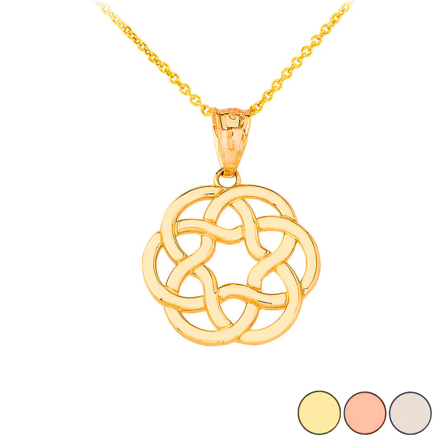 Gold Irish Celtic Trinity Knot Pendant Necklace (Available in Yellow/Rose/White Gold)