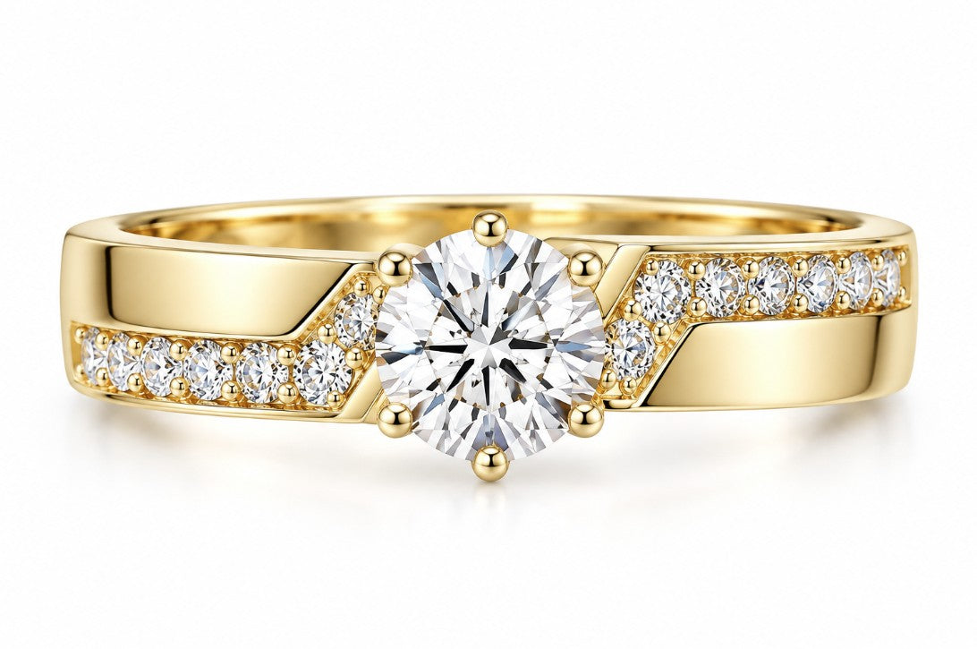 10K Yellow Gold Women's CZ Bypass Solitaire Ring