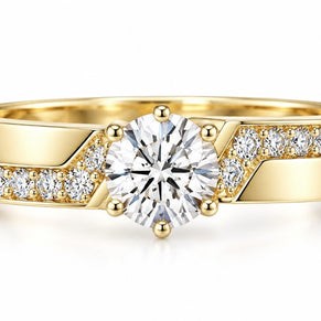 10K Yellow Gold Women's CZ Bypass Solitaire Ring