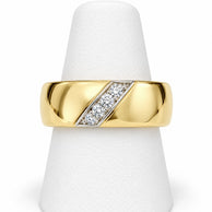 10K Yellow Gold Women's Diagonal Pave Accent Band
