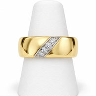 10K Yellow Gold Women's Diagonal Pave Accent Band