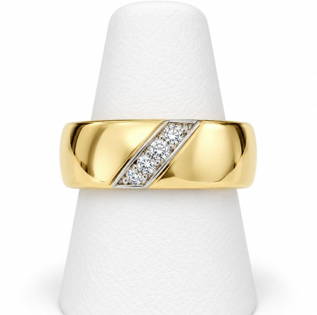 10K Yellow Gold Women's Diagonal Pave Accent Band