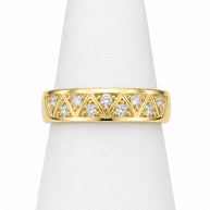 10K Yellow Gold Men's Triangle CZ Station Band