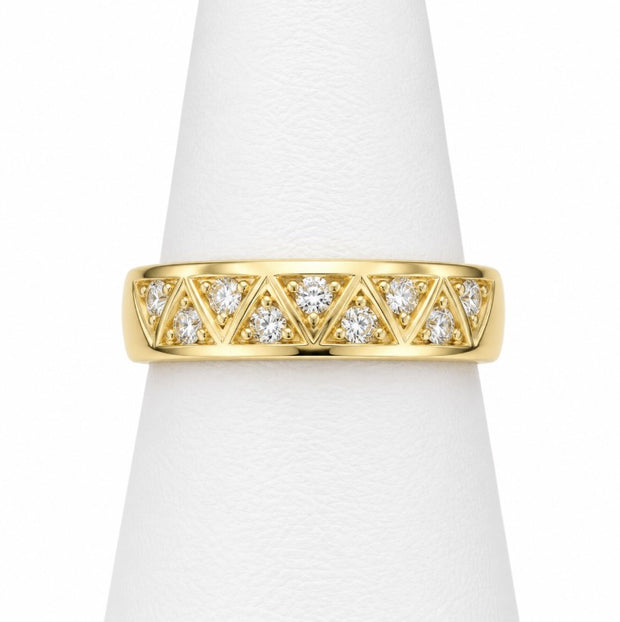 10K Yellow Gold Men's Triangle CZ Station Band