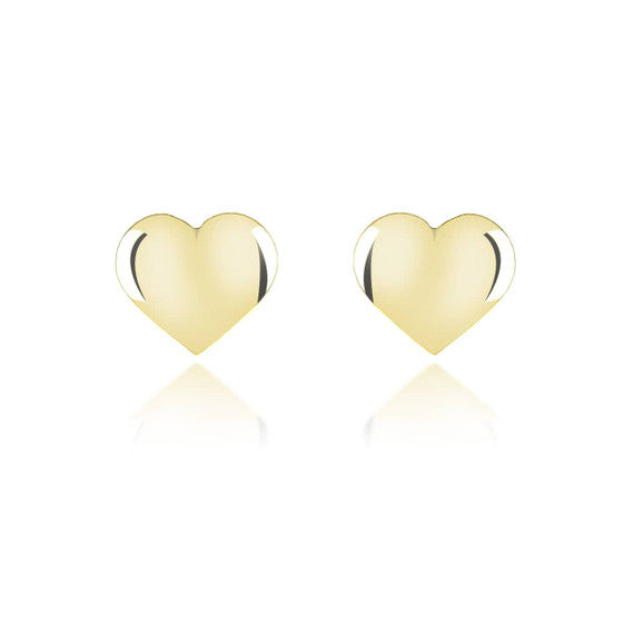 Yellow Gold Heart Shape Love Stud Earrings