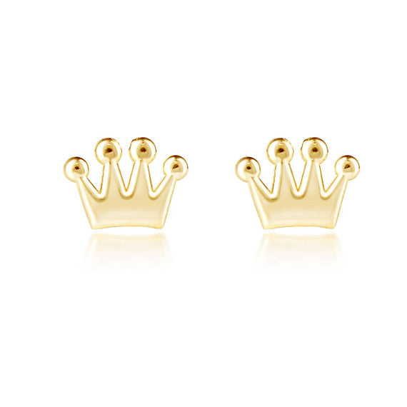 Yellow Gold Crown Earrings