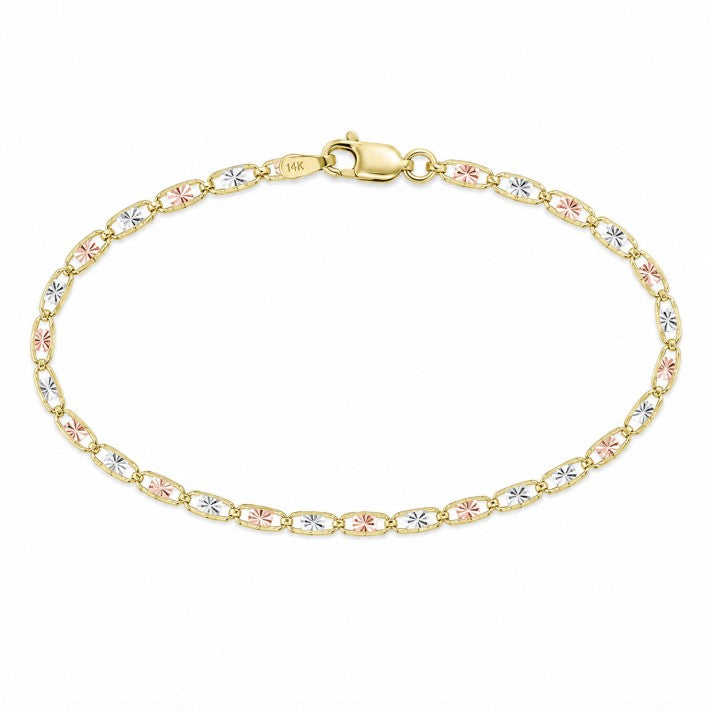 14K Gold Tri Color Valentino Bracelet