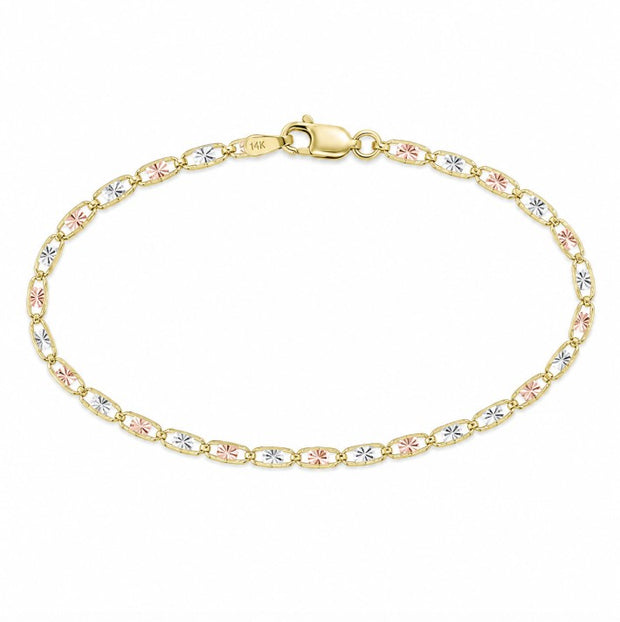 14K Gold Tri Color Valentino Bracelet