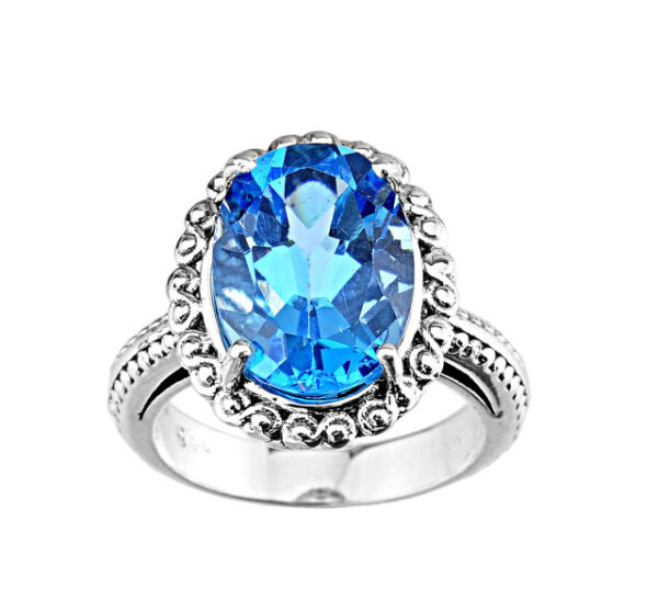 Sterling Silver Ladies Genuine Turquoise Gemstone Ring