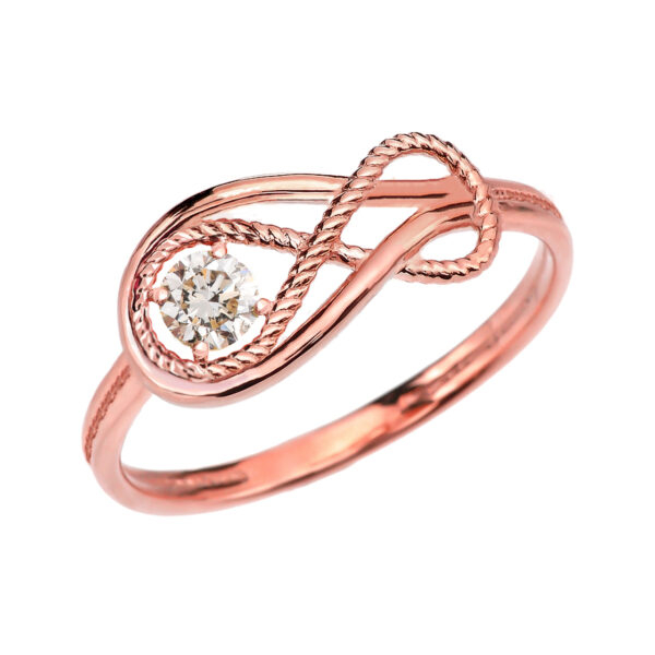 Cz Rope Infinity Rose Gold Ring