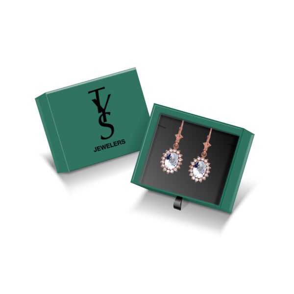 Diamond And March Birthstone Aquamarine Rose Gold Dangling Earrings