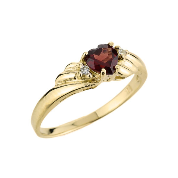 Yellow Gold Ladies Garnet And Diamond Gemstone Ring