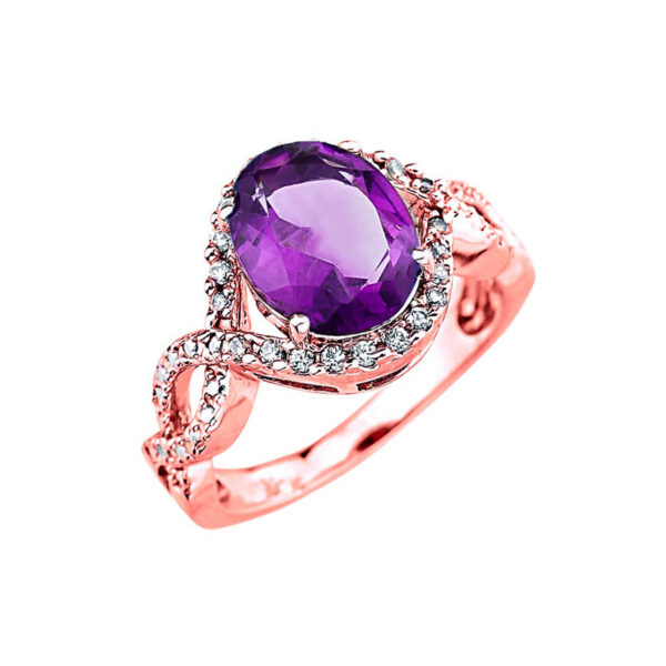 Rose Gold Amethyst And Diamond Infinity Engagement Ring