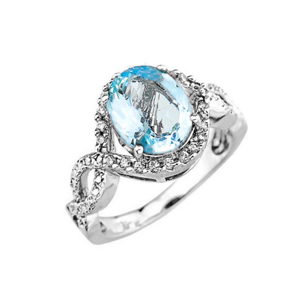 White Gold Aquamarine And Diamond Infinity Engagement Ring