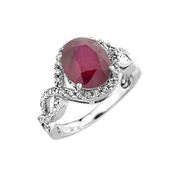 White Gold Ruby And Diamond Infinity Engagement Ring