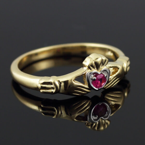 Gold Claddagh Promise Ring With Ruby