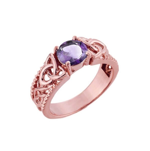 Rose Gold Celtic Knot (Lca) Alexandrite Gemstone Ring