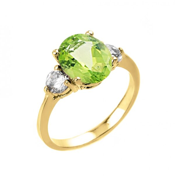 White Gold Peridot And Diamond Infinity Engagement Ring