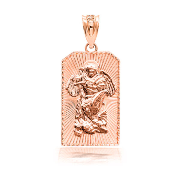 3D 10k/14k Saint Michael Archangel Pendant Necklace(YELLOW/ROSE/WHITE) - Image 2