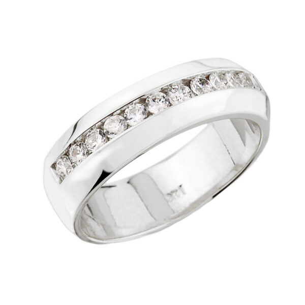 White Gold Diamond Unisex Wedding Band