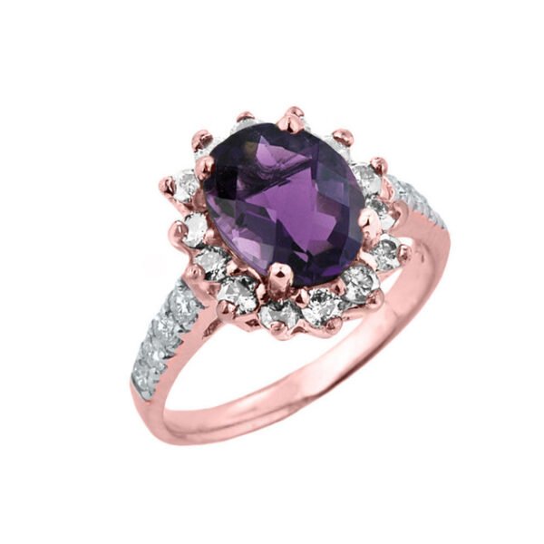 Rose Gold Diamond And Alexandrite (Lca) June Birthstone Proposal Ring