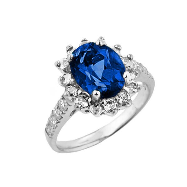 White Gold Diamond And Sapphire (Lcs) September Birthstone Proposal Ring