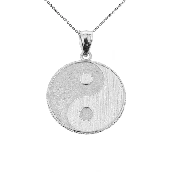 Sterling Silver Yin And Yang Taoist Symbol Charm Pendant Necklace