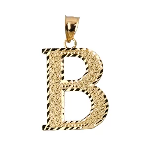 Initial B Gold Charm Pendant