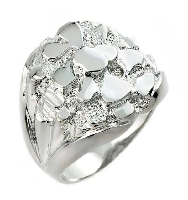 Bold Sterling Silver Men's Nugget Ring