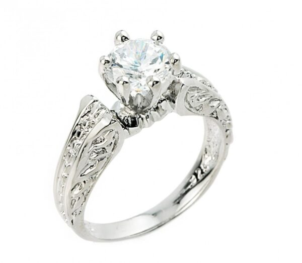 Sterling Silver Solitaire Cz Engagement Ring